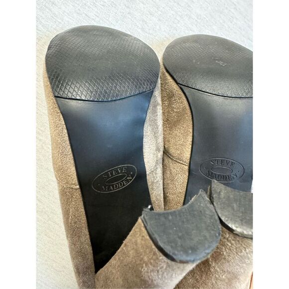 Steve Madden Gorgeous Brown Faux Suede Over The Knee Heeled Boots Size 7.5 Grey - Picture 5 of 10